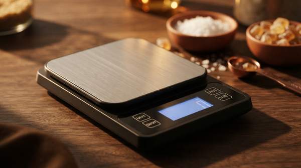 Editorial illustration for Five Kitchen Scales Worth Your Counter Space — and How to Pick the Right One for How You Actually Cook